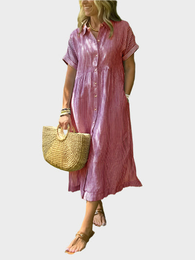 Csíkos Ingruha Zsebekkel, Gombokkal és Funkcionális Zsebekkel