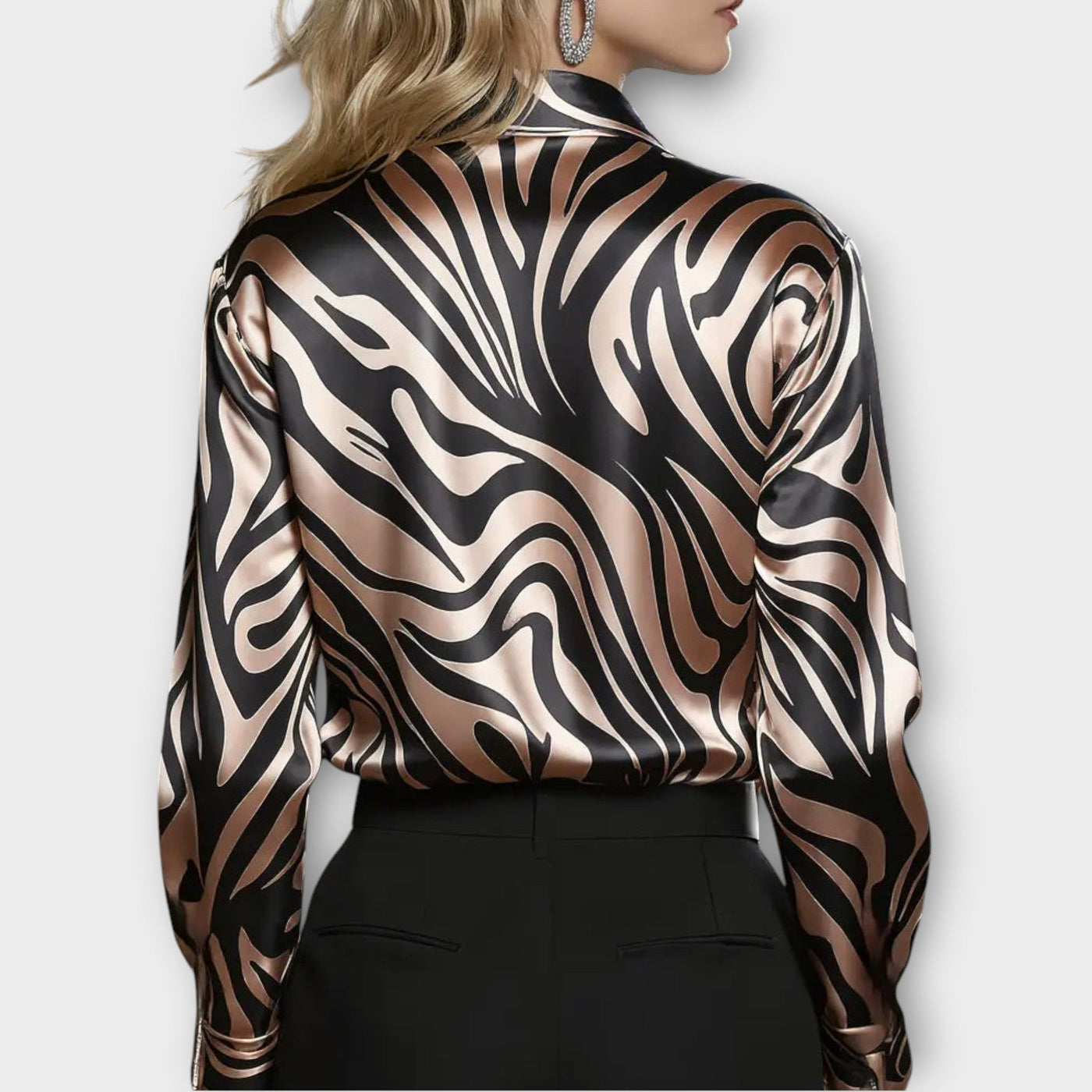 Luxus Szatén Zebra Mintás Blúz