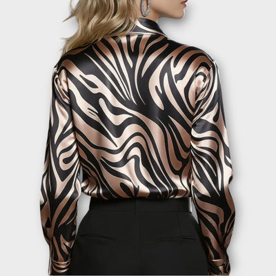 Luxus Szatén Zebra Mintás Blúz