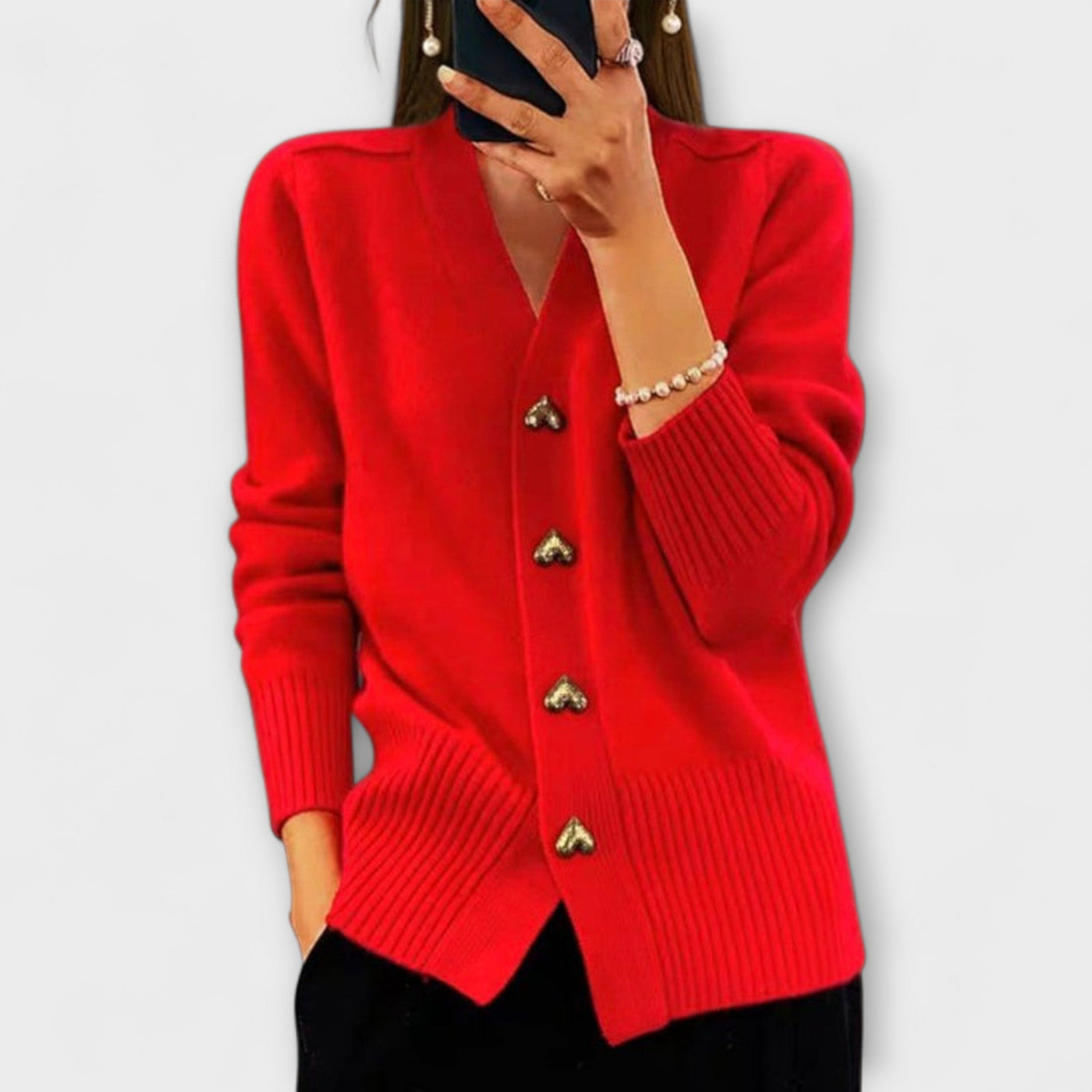 Marij – Női V-kivágású Pulóver Vintage Stílusban