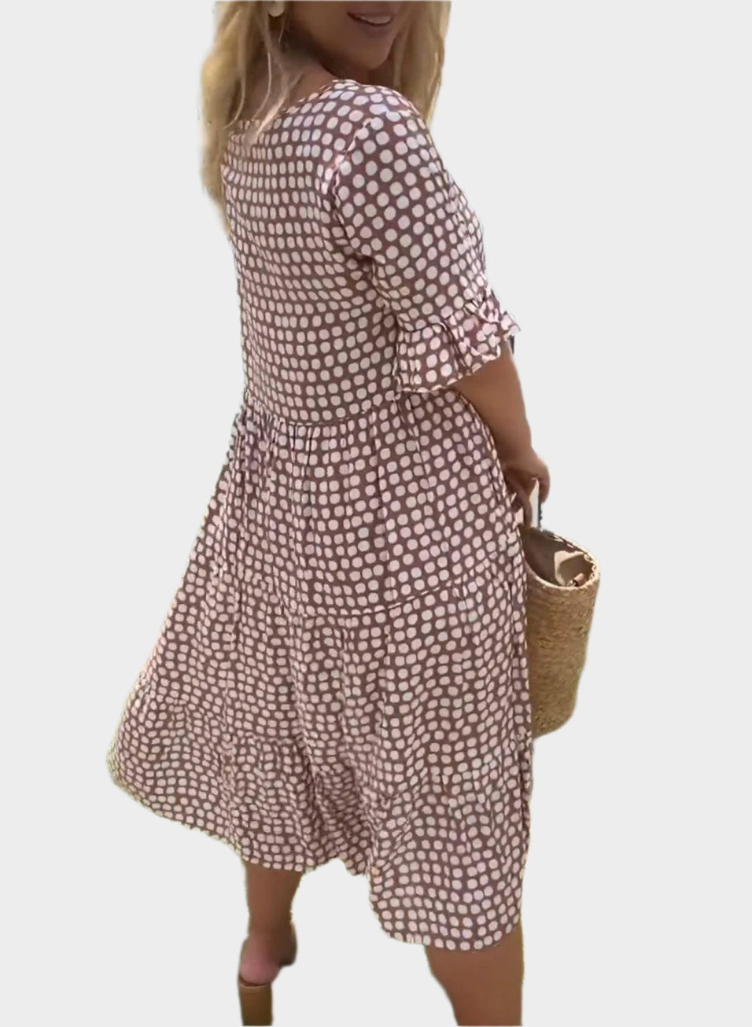 Midi Ruha Elegáns Csíkokkal