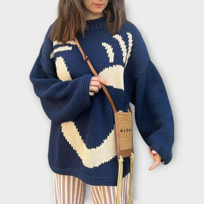 Kézzel készült Absztrakt Művészet Kötött Pulóver