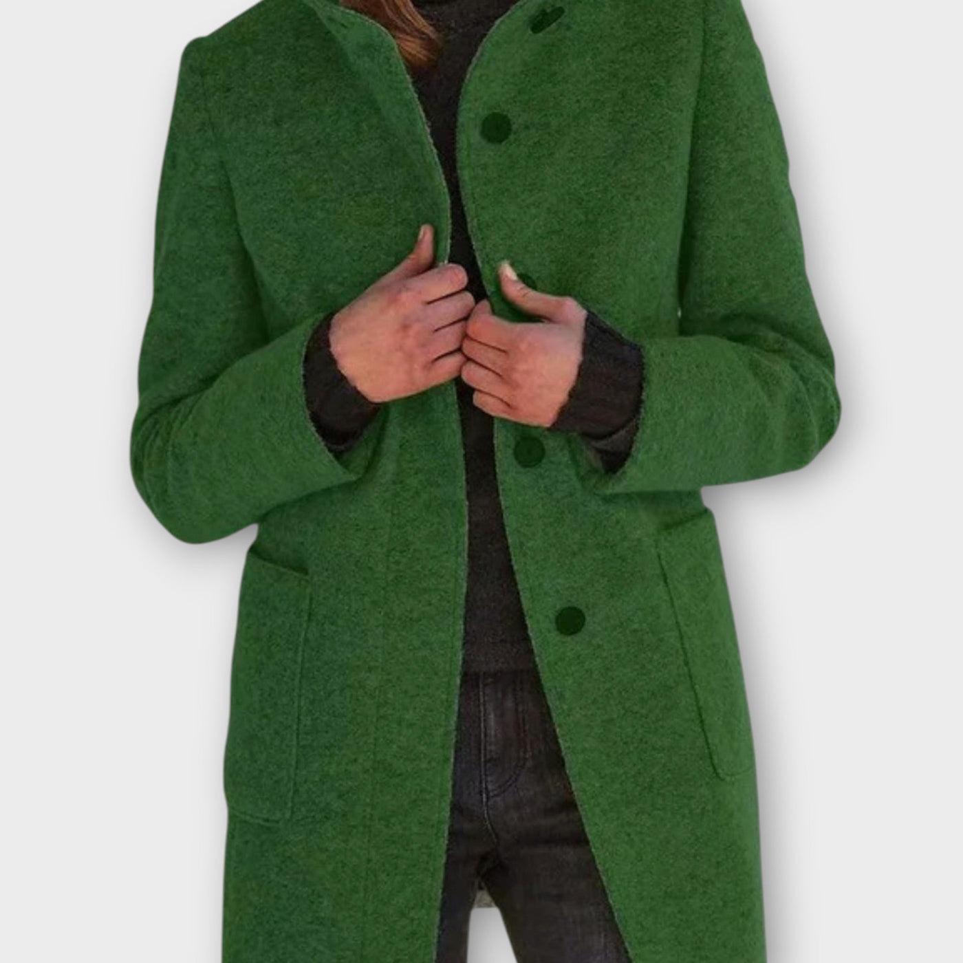 Időtlen Gombos Elől Záródó Középhosszú Kabát