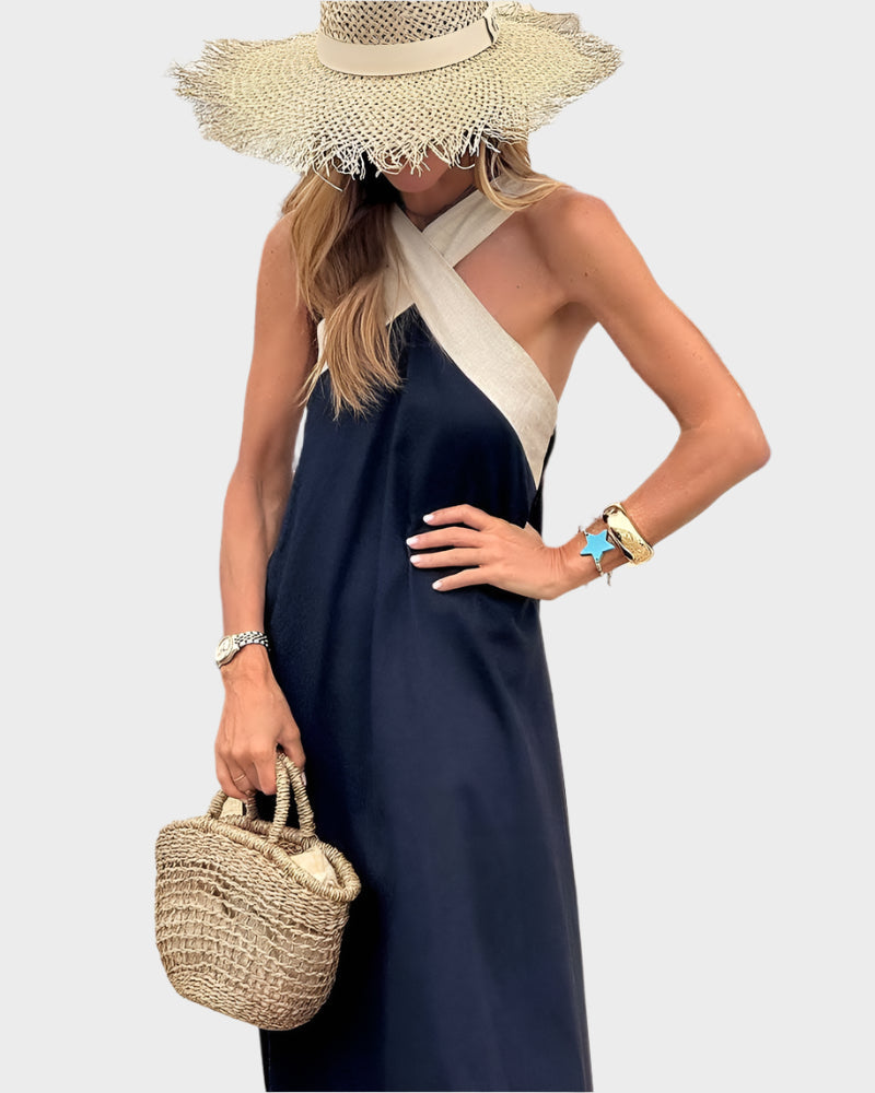 Elegáns Hát nélküli Ruha Modern Kereszt Nyakkal