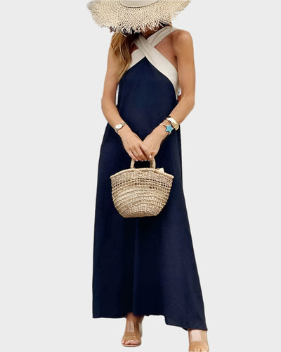 Elegáns Hát nélküli Ruha Modern Kereszt Nyakkal