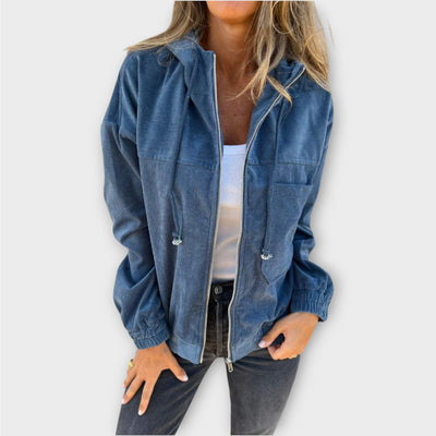 Kényelmes, laza cipzáras kapucnis dzseki