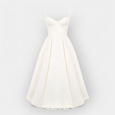 Egyszerű Fehér Midi Ruha