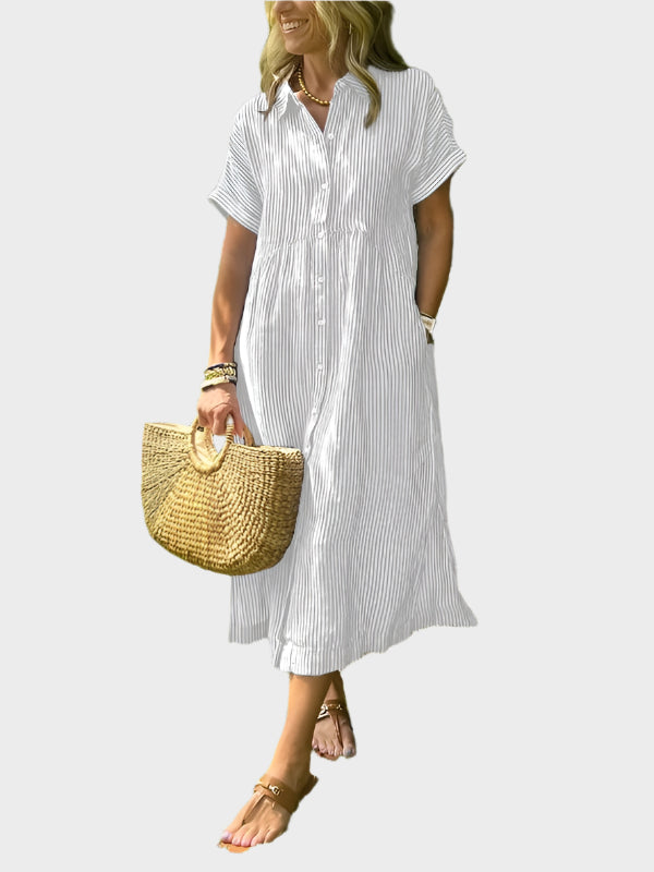 Csíkos Ingruha Zsebekkel, Gombokkal és Funkcionális Zsebekkel