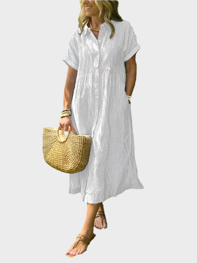 Csíkos Ingruha Zsebekkel, Gombokkal és Funkcionális Zsebekkel