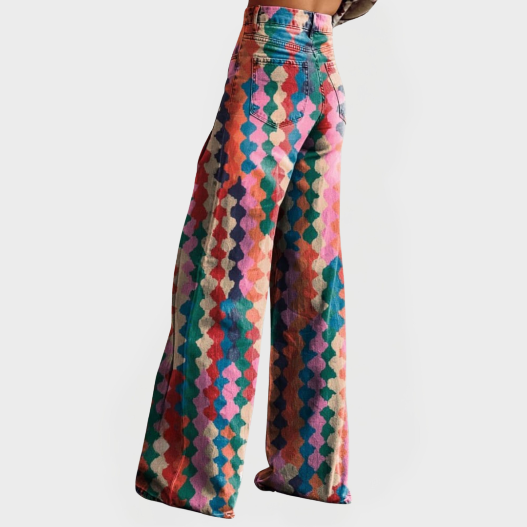 Színes Farmernadrág Széles Szárral Modern Kinézetekhez