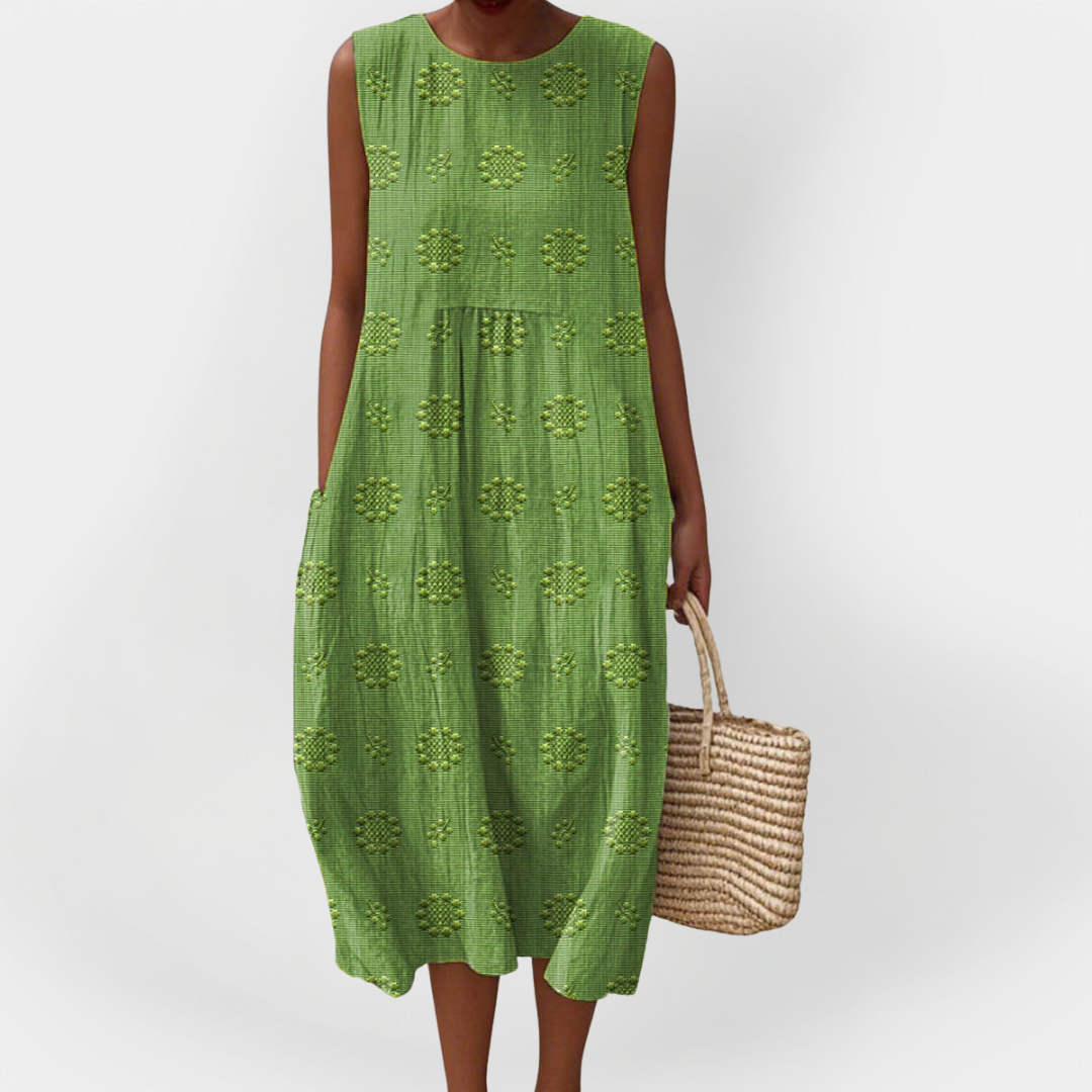 Elegáns Ujjatlan Pamut Ruha Zsebekkel