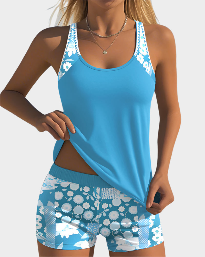 Kényelmes Kétrészes Fürdőruha Virágmintával