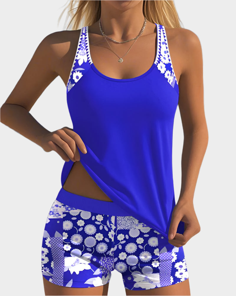 Kényelmes Kétrészes Fürdőruha Virágmintával