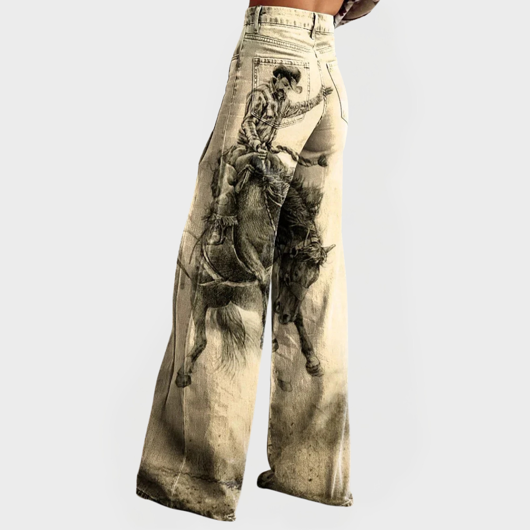 Stílusos, széles lábú farmer