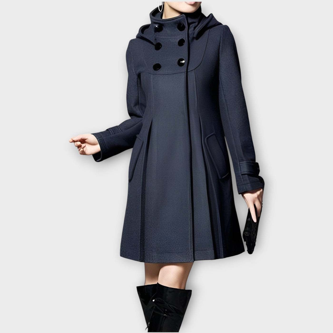 Elegáns, dupla soros, bővülő kabát