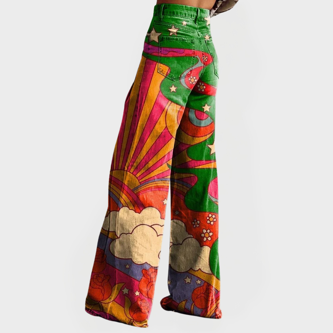 Stílusos, bő szárú élő farmernadrág