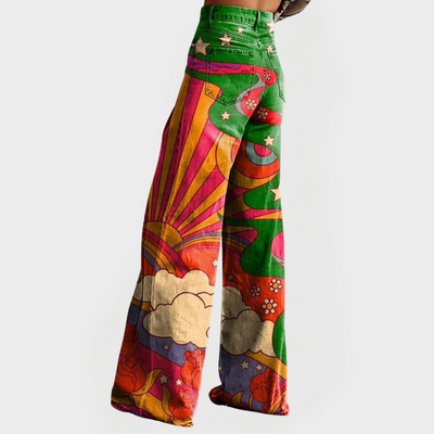 Stílusos, bő szárú élő farmernadrág