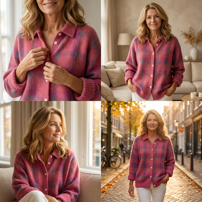 Valeria™ – Elegáns Kockás Pulóver