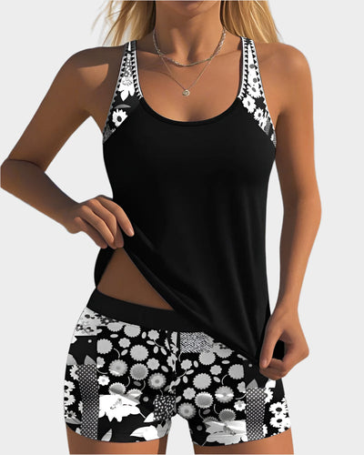 Kényelmes Kétrészes Fürdőruha Virágmintával