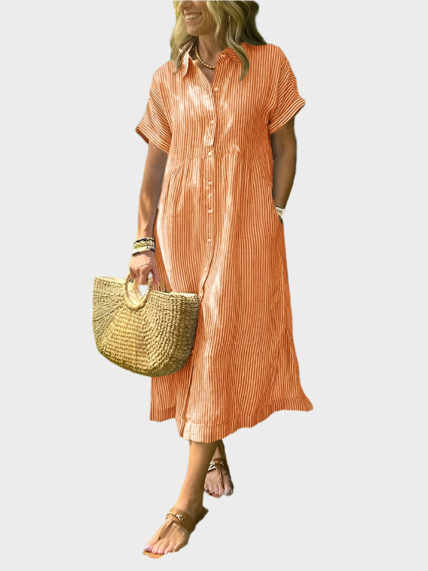 Csíkos Ingruha Zsebekkel, Gombokkal és Funkcionális Zsebekkel