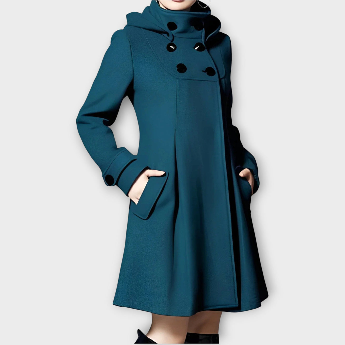 Elegáns, dupla soros, bővülő kabát