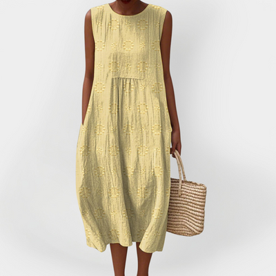 Elegáns Ujjatlan Pamut Ruha Zsebekkel