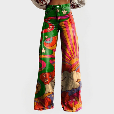 Stílusos, bő szárú élő farmernadrág