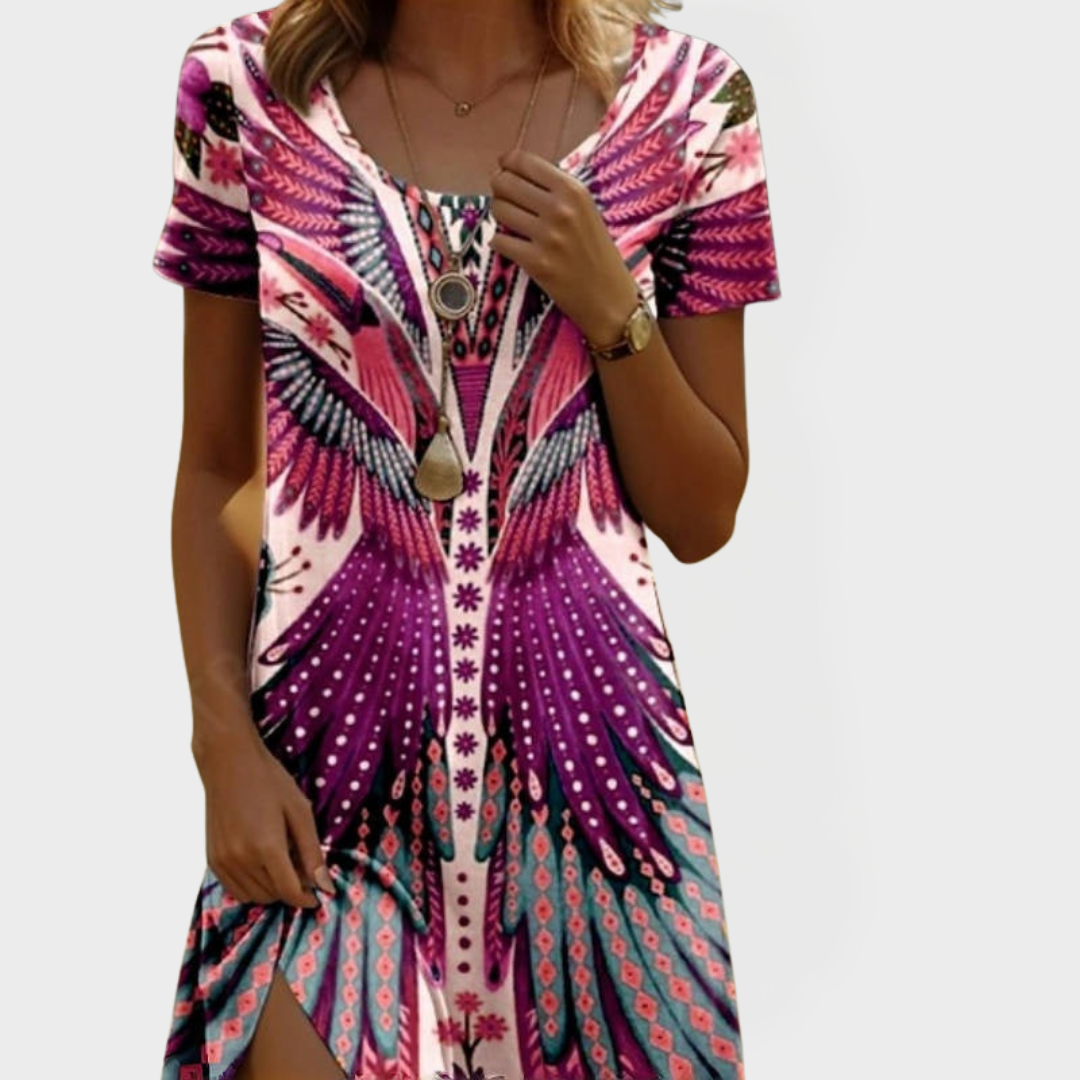 Vintage Rövid Ujjú Ruha