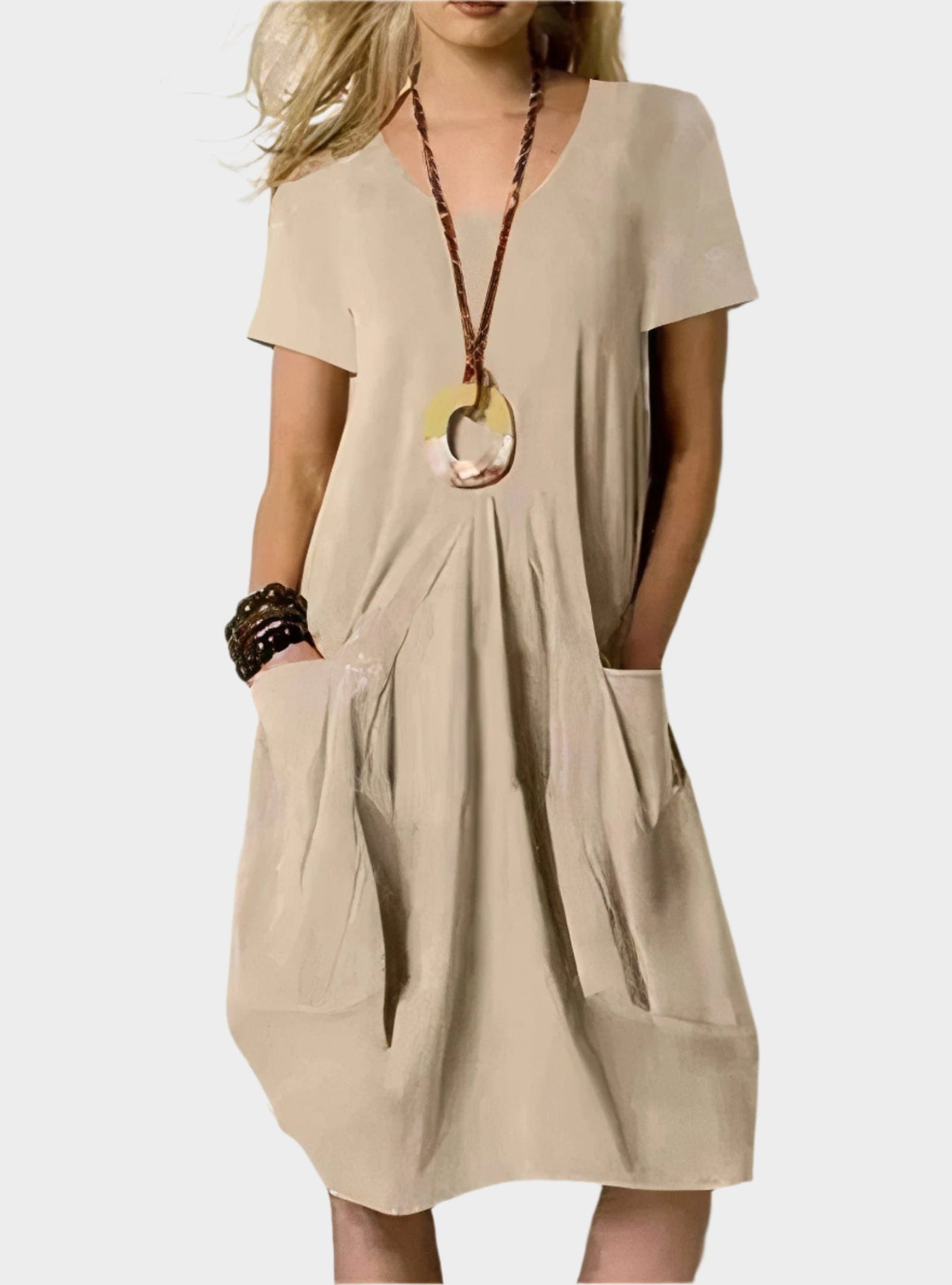 Levegős Hosszú Ruha Zsebekkel