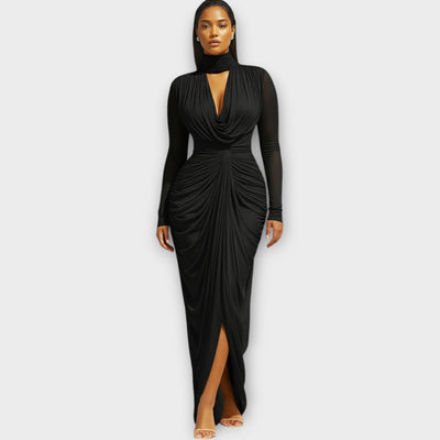 Elegáns Magas Nyakú Drapézott Estélyi Ruha