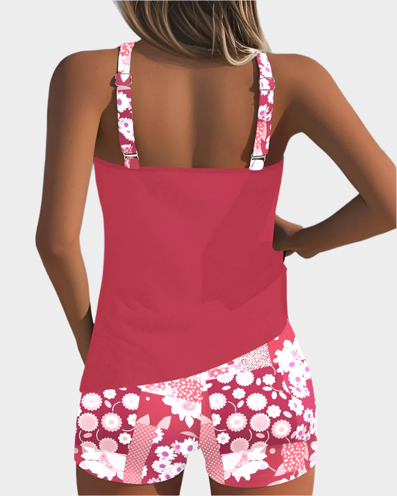 Kényelmes Kétrészes Fürdőruha Virágmintával