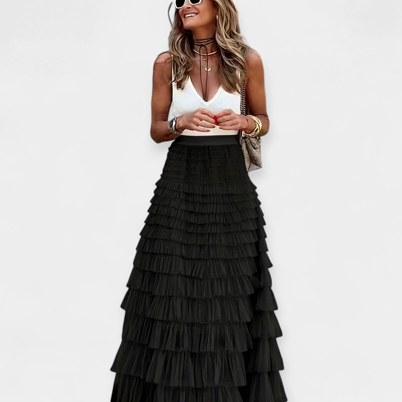 Boho Szoknya Hálós Szatén Szegéllyel