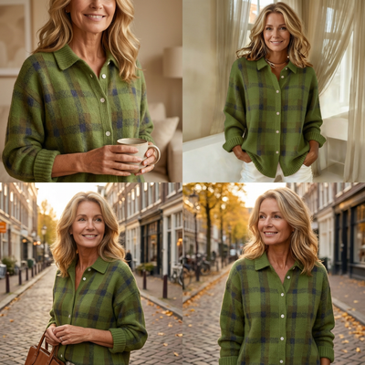 Valeria™ – Elegáns Kockás Pulóver