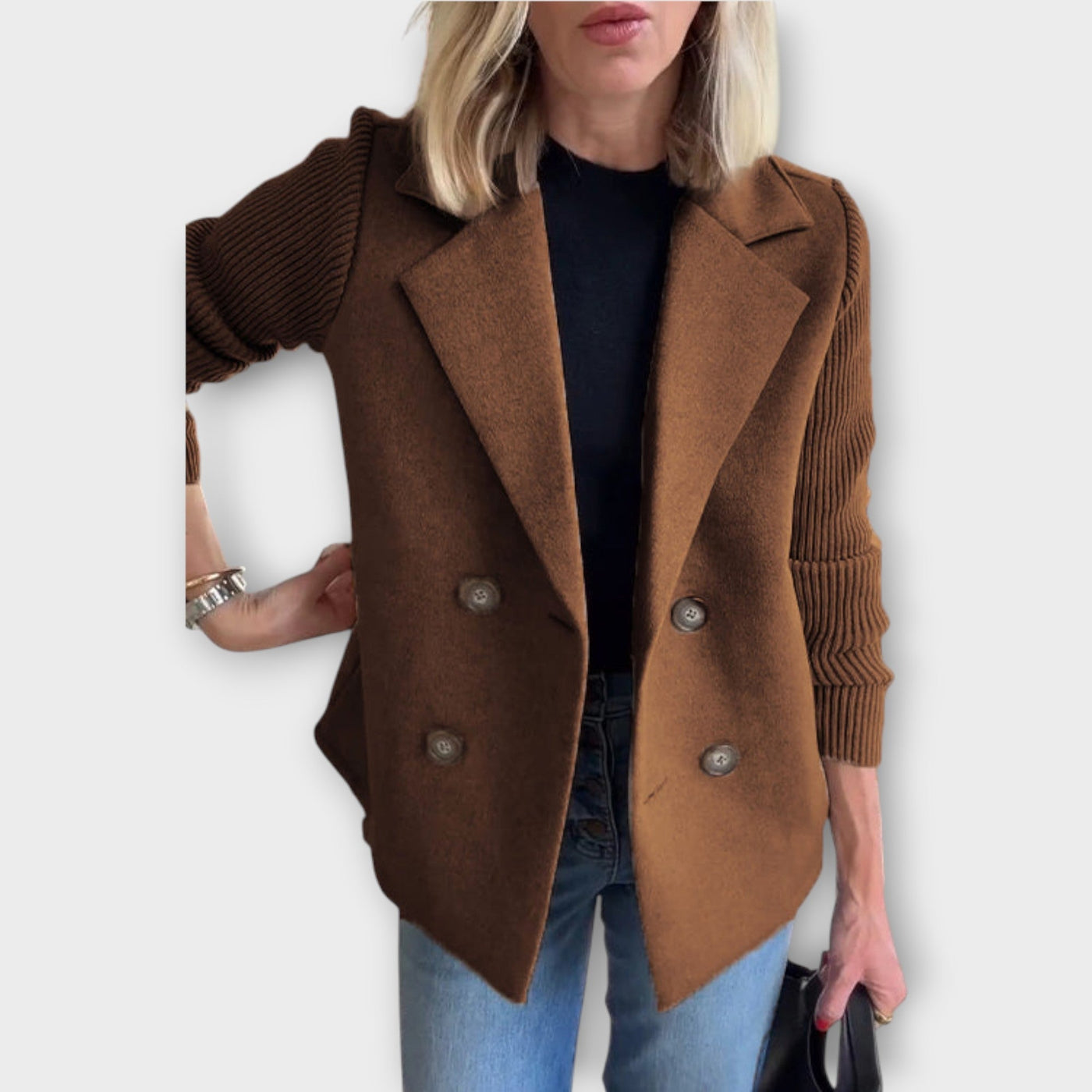 Kétgombos, kötött ujjú blézer