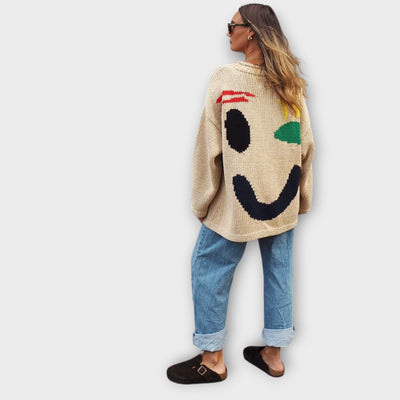 Kézzel készült Absztrakt Művészet Kötött Pulóver