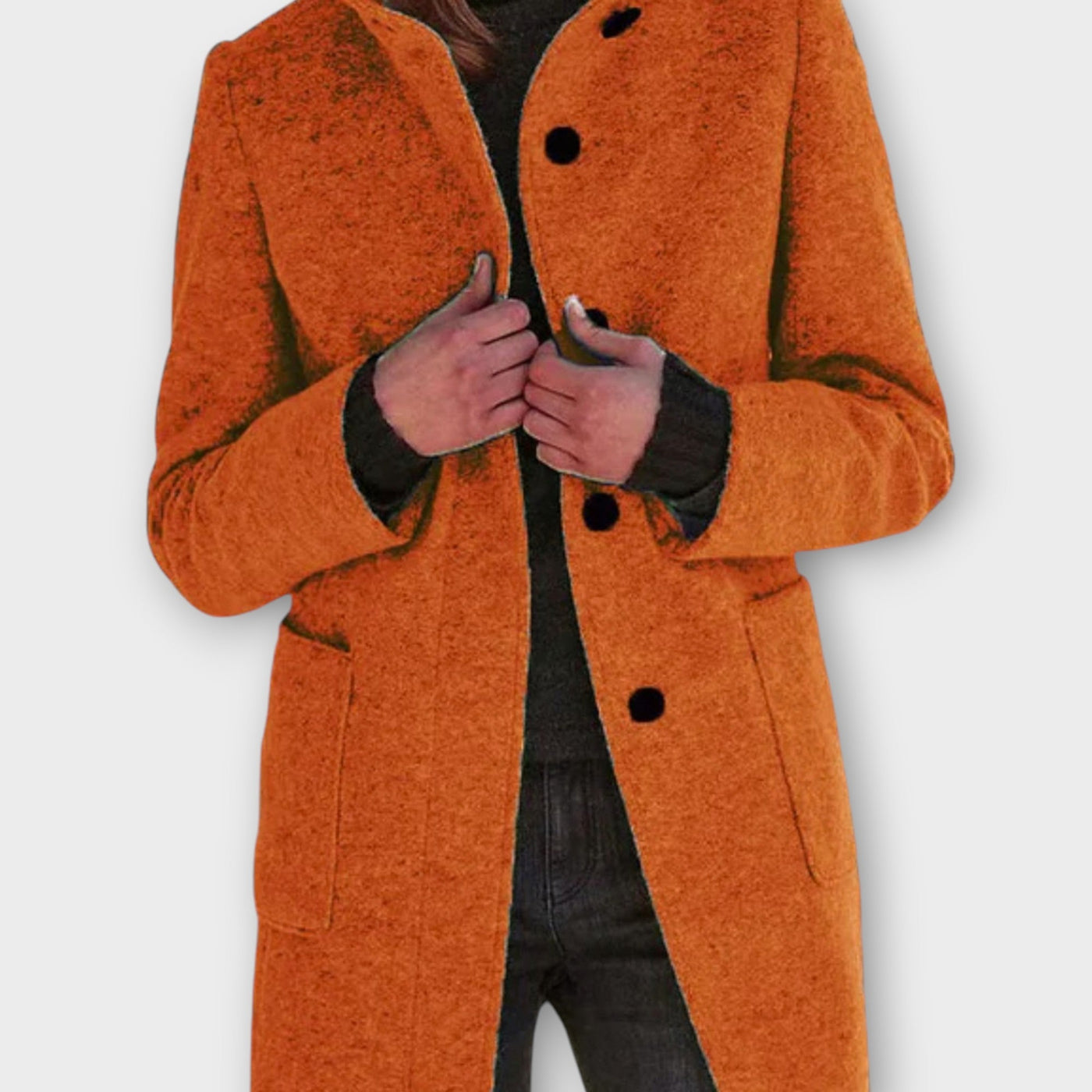 Időtlen Gombos Elől Záródó Középhosszú Kabát