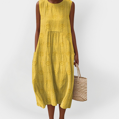 Elegáns Ujjatlan Pamut Ruha Zsebekkel