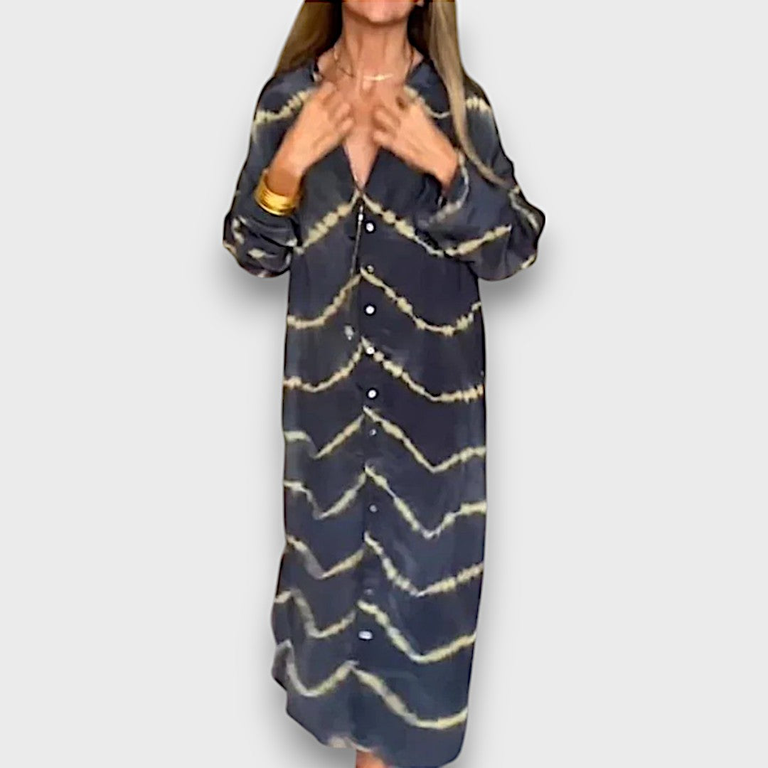 Maxi Tye-Dye Ruha Gombokkal és Hosszú Ujjakkal