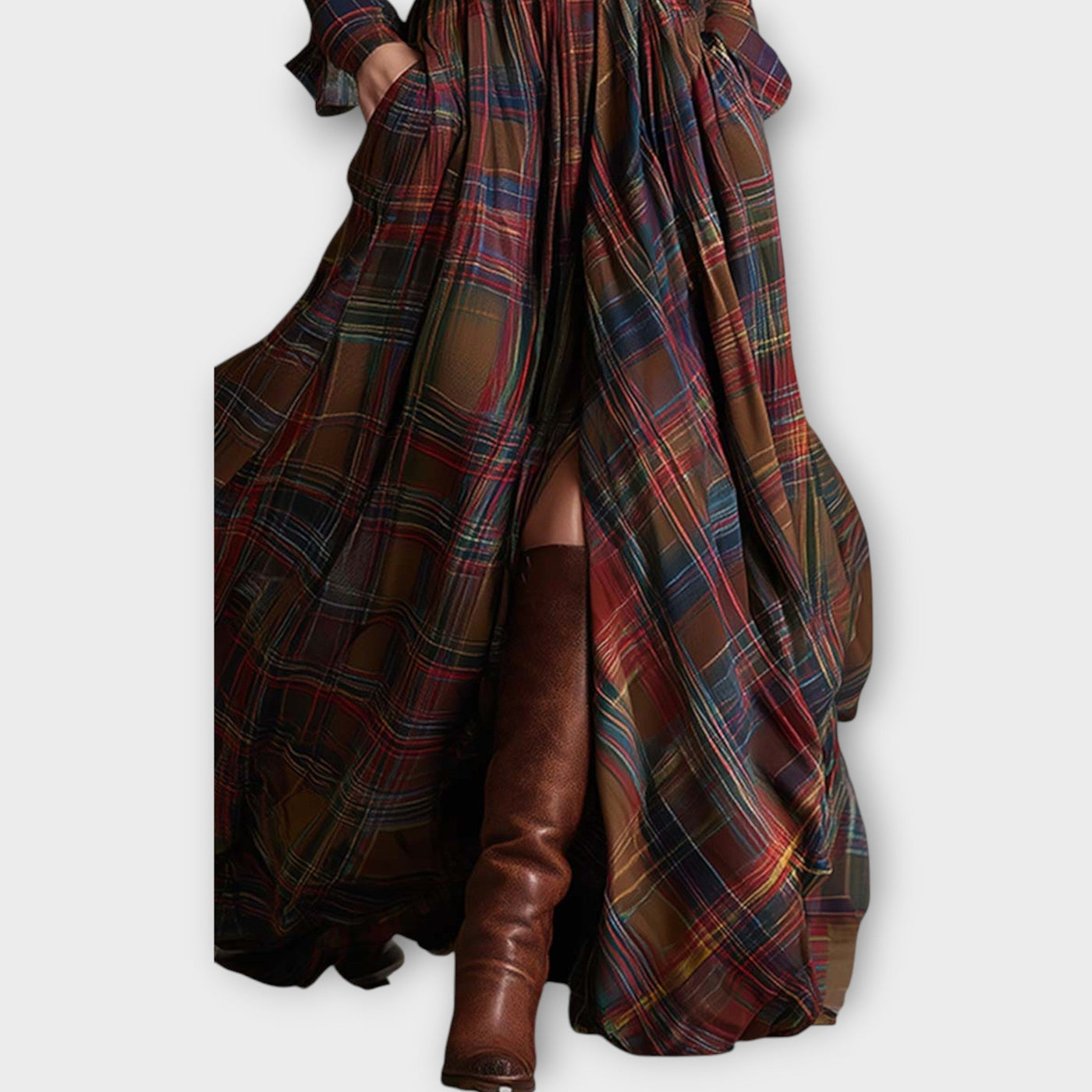 Retro Kockás Maxi Ruha