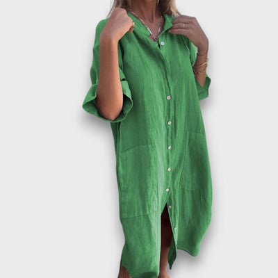 Lenvászon Ingruha Gombokkal és Zsebekkel