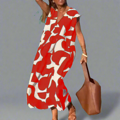 V Nyakú Ruha Mintás Anyaggal