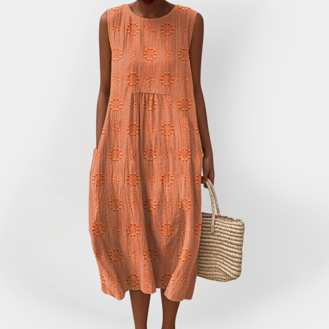 Elegáns Ujjatlan Pamut Ruha Zsebekkel