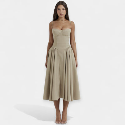 Retro Midi Ruha Vékony Pántokkal