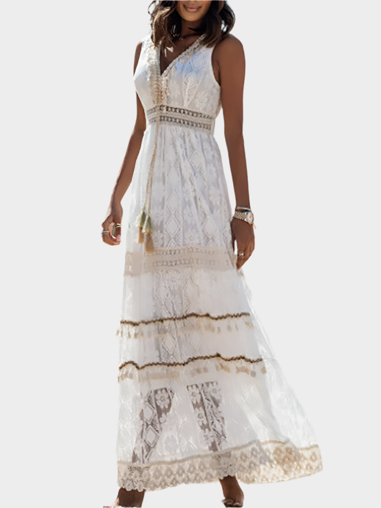 Retro ruha boho stílusban és megkötővel