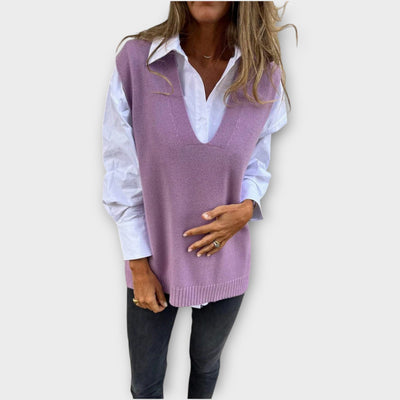 V-nyakú kötött mellény