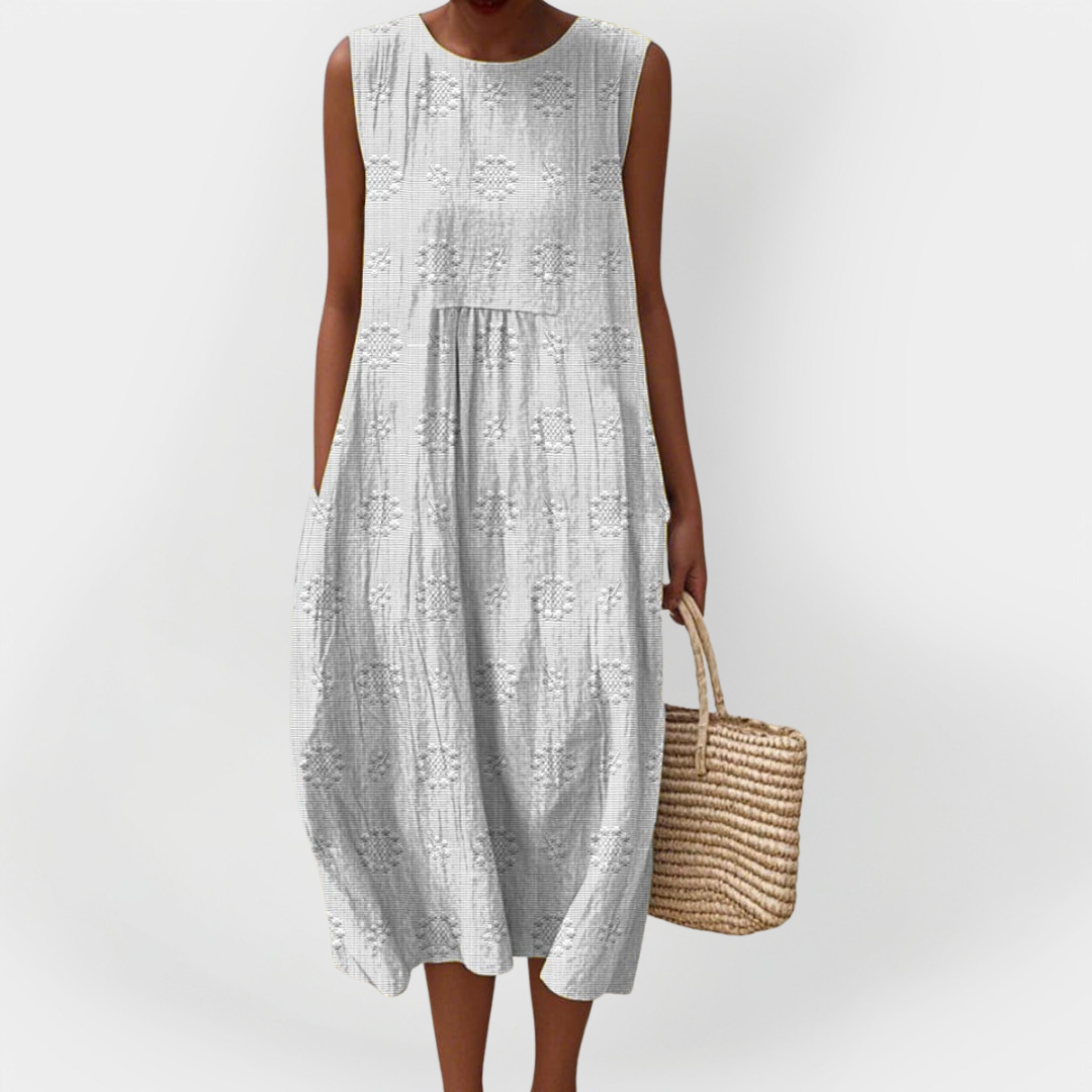 Elegáns Ujjatlan Pamut Ruha Zsebekkel