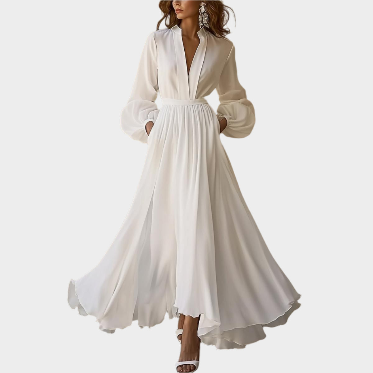 Klasszikus Fehér Maxi Ruha