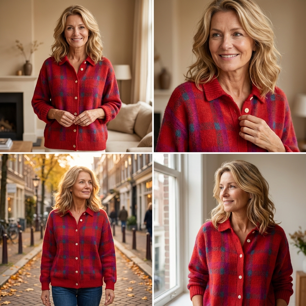 Valeria™ – Elegáns Kockás Pulóver