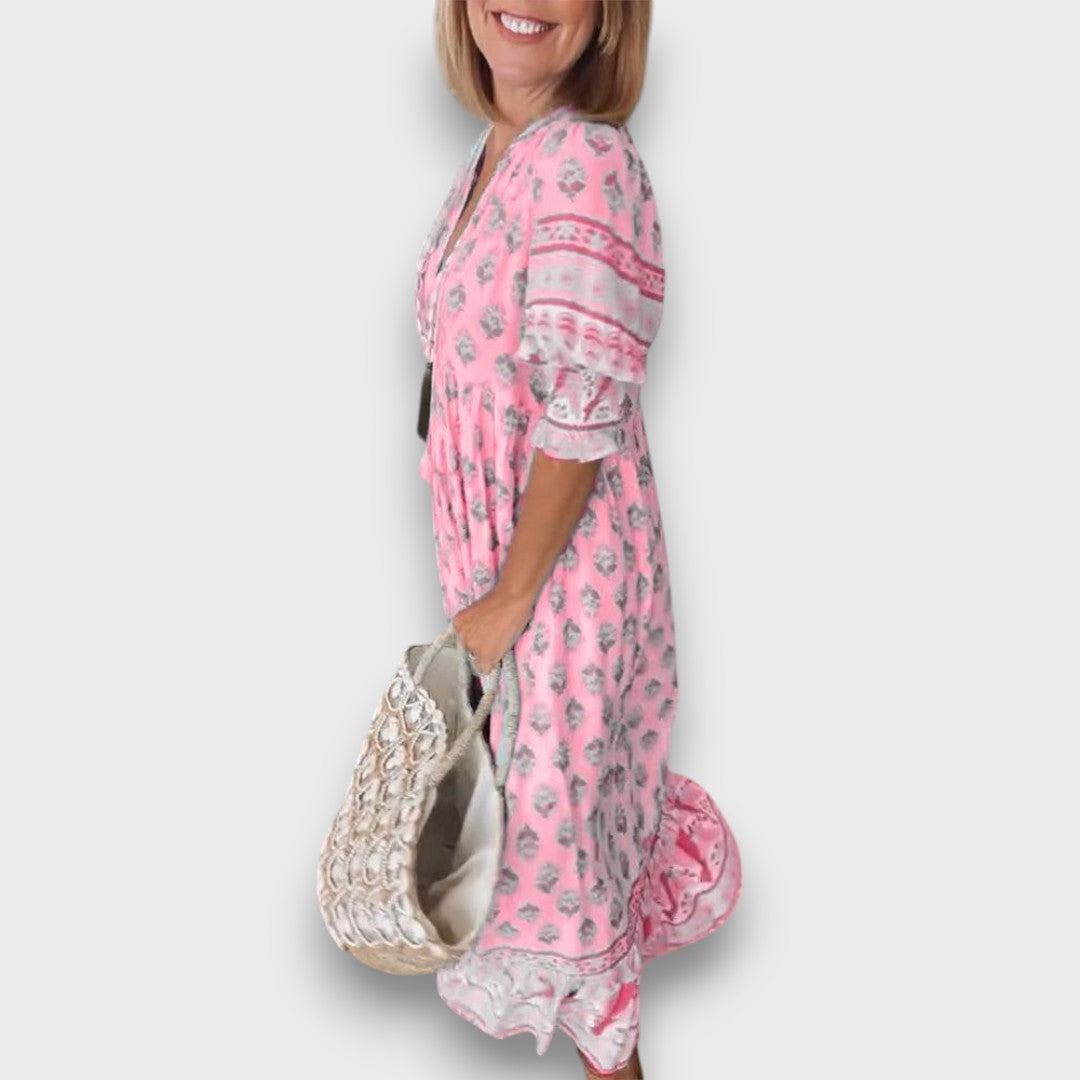 Laza Boho Ruha 3/4-es Ujjakkal és Csipkés V-Kivágással