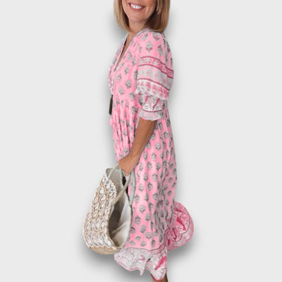 Laza Boho Ruha 3/4-es Ujjakkal és Csipkés V-Kivágással